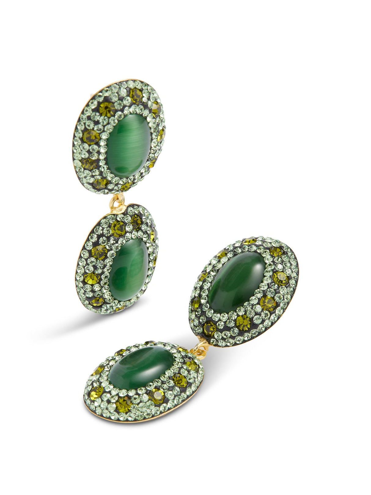 Green Drop Crystal Earrings