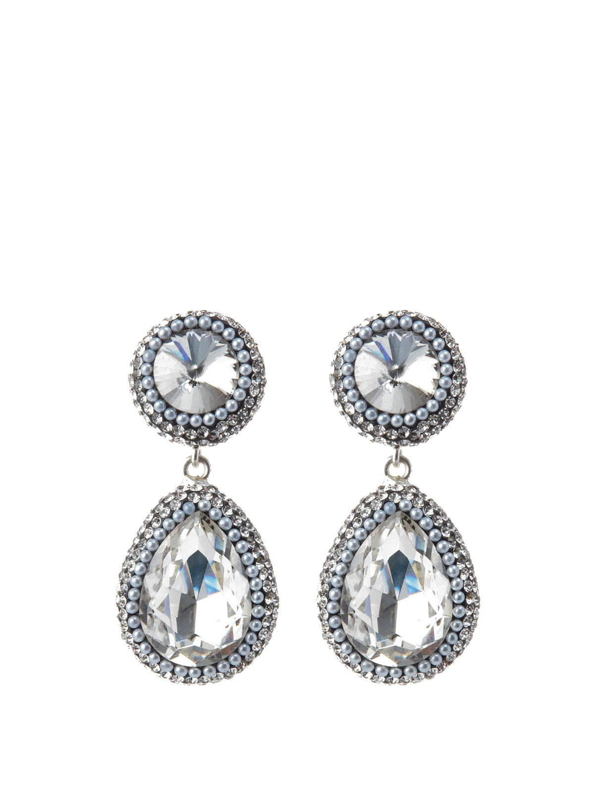 Silver Teardrop Crystal Earrings