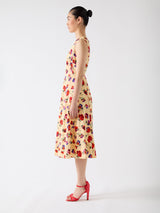 Green Esme Viscose Spot Print Fit & Flare Collared Dress