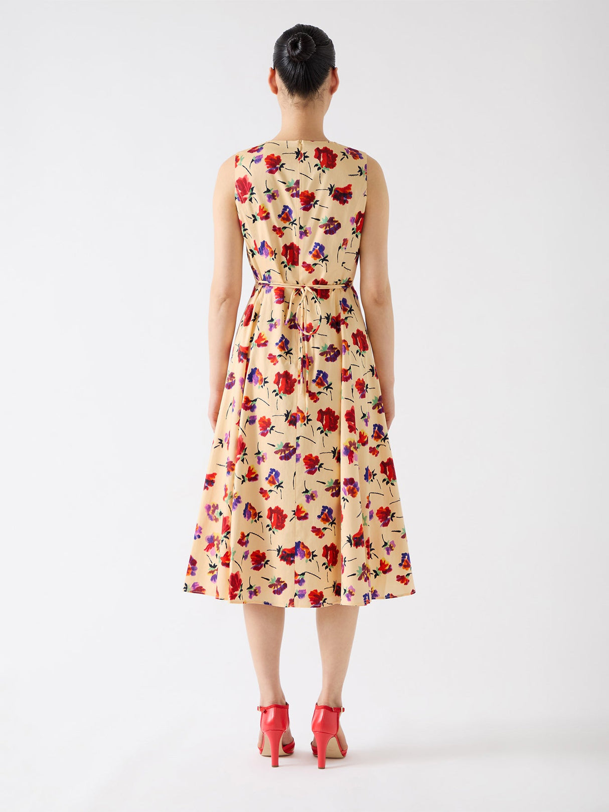 Green Esme Viscose Spot Print Fit & Flare Collared Dress
