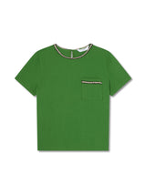 Green Vita Treetop Green Cotton Plaited Trim T-Shirt