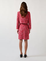 Red Alexa Red Cotton Blend Tweed Jacket With Plaited Trim