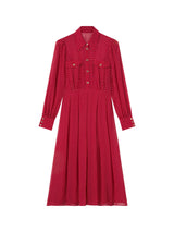 Red Cody Red Polka Dot Print Pocket Shirt Dress