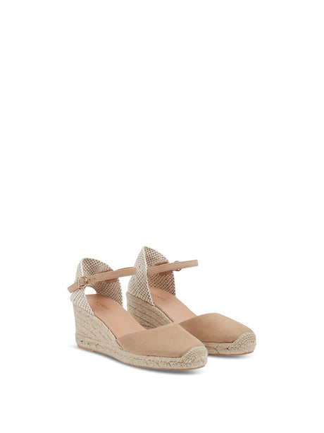 Neutral Marissa Beige Suede Ankle Strap Espadrilles