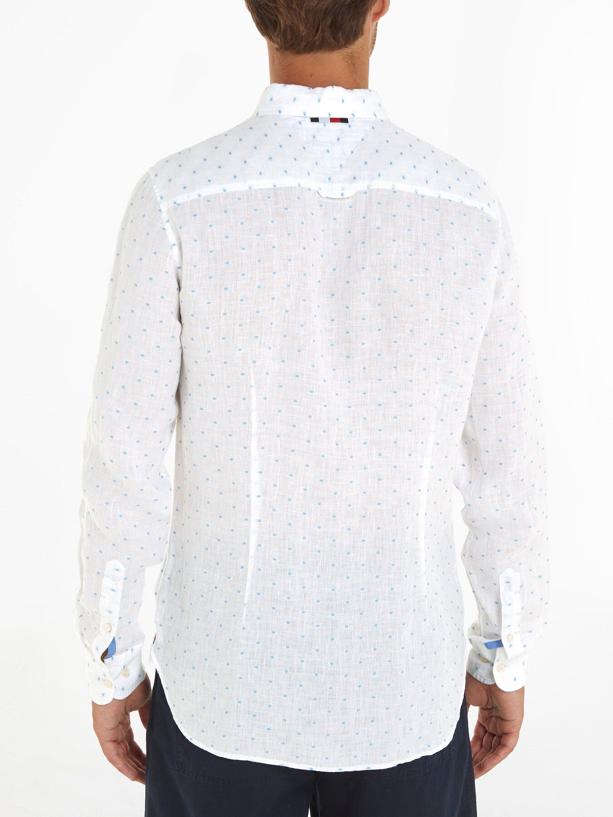 Linen Flag Embroidery Slim Fit Shi
