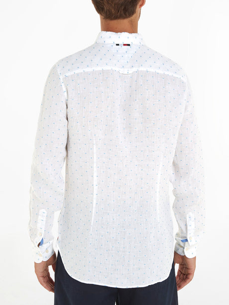 Linen Flag Embroidery Slim Fit Shi